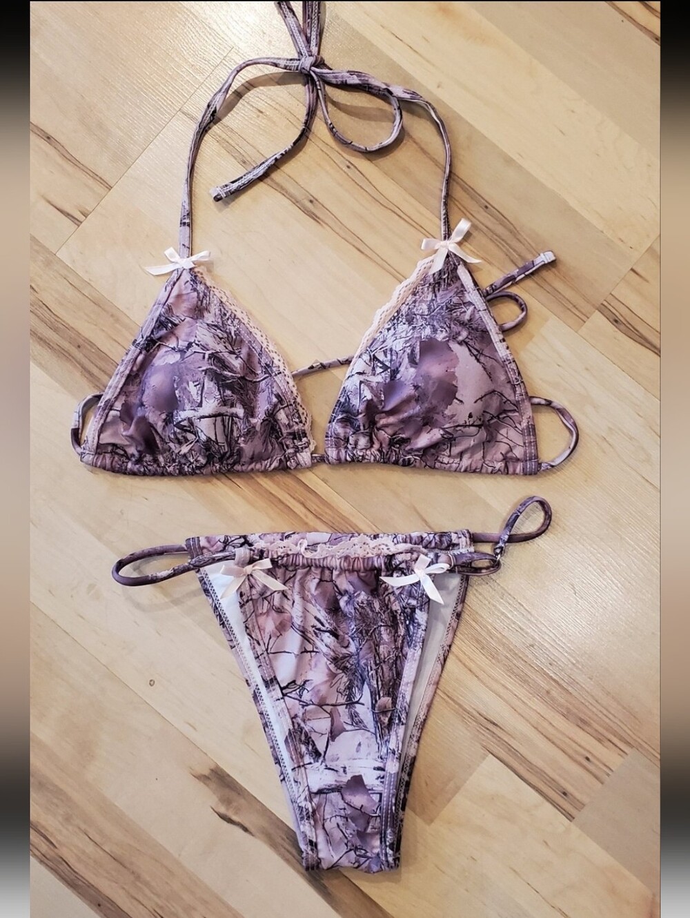 NEW NEVER WORN Camouflage Pink White Grey dainty sexy goth Bikini Swimsuit